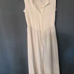 Patrizia Luca White Sleeveless Button-Front Maxi Dress